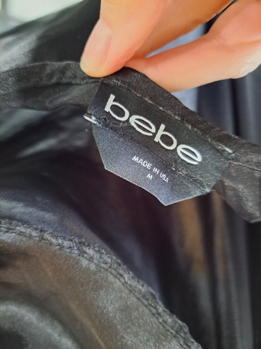 Y2K Bebe Black Satin Cowl Neck Midi Slip Dress Adjustable Straps USA M Sexy - Picture 4 of 12